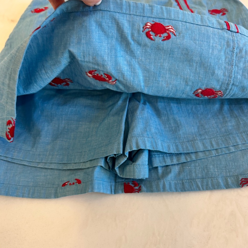 Lilly Pulitzer Chambray Blue Red Crab Embroidered Skort Women's Size 2 - Picture 2 of 7
